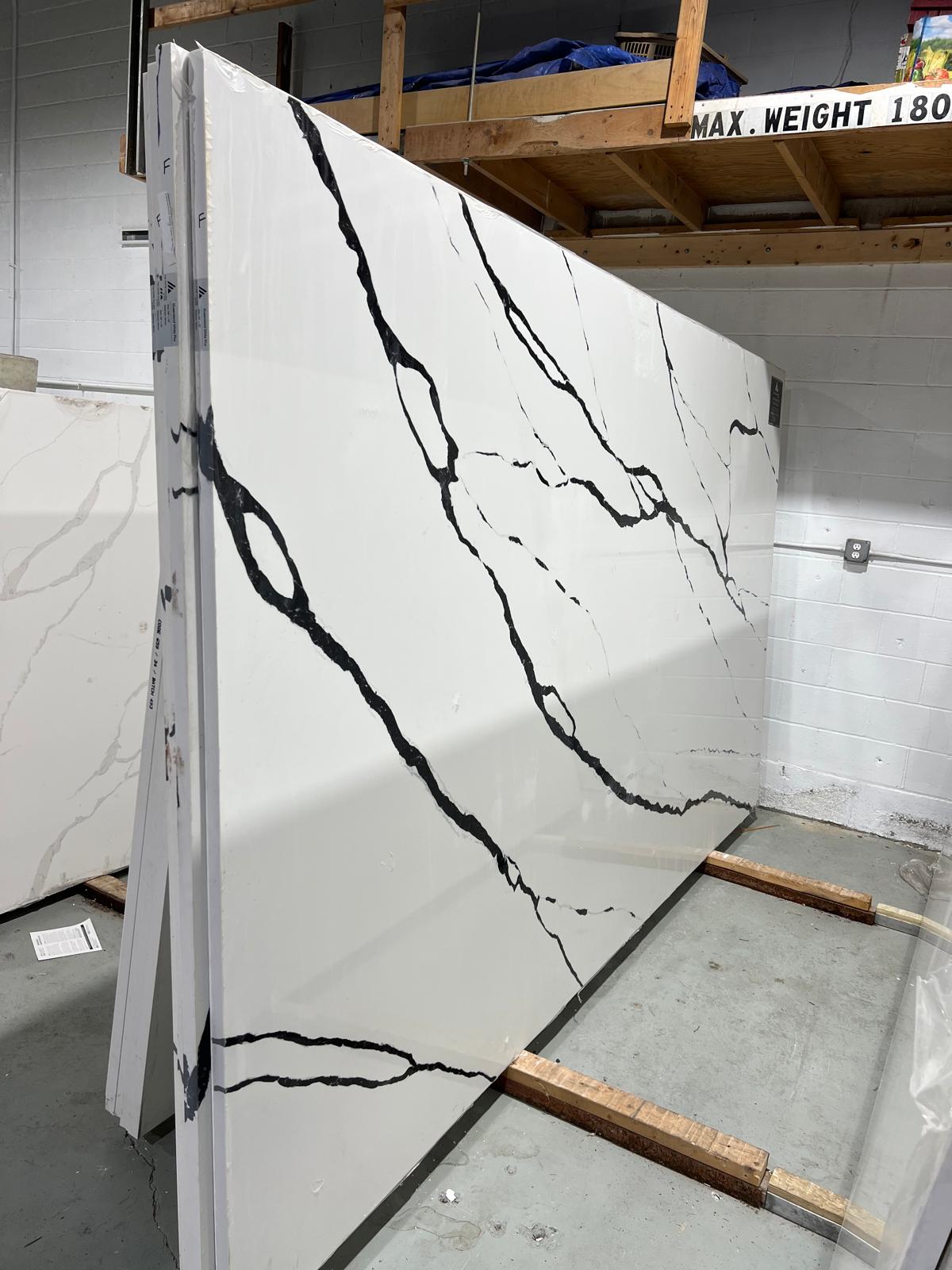 White slabs with bold black veins