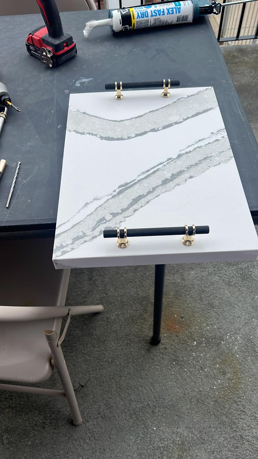 Custom stone serving tray with handles